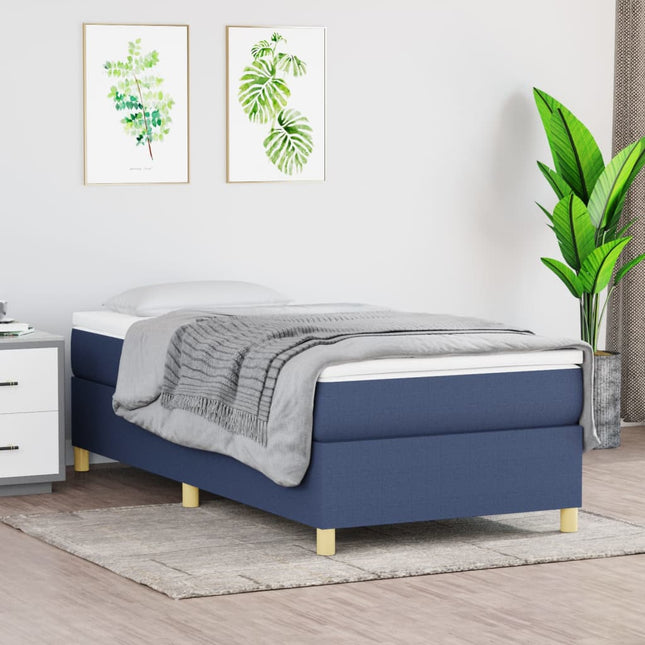 Boxspring met matras stof blauw 90x190 cm 90 x 190 cm 35 cm