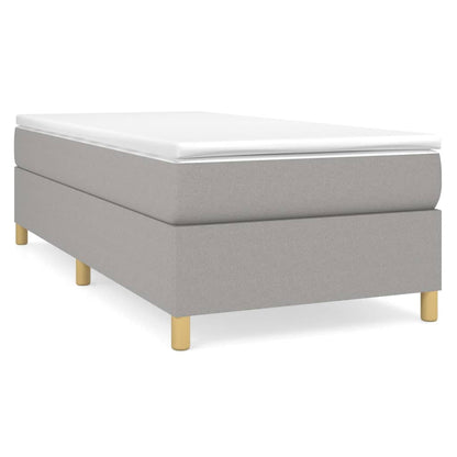 Boxspring met matras stof lichtgrijs 100x200 cm 100 x 200 cm 35 cm