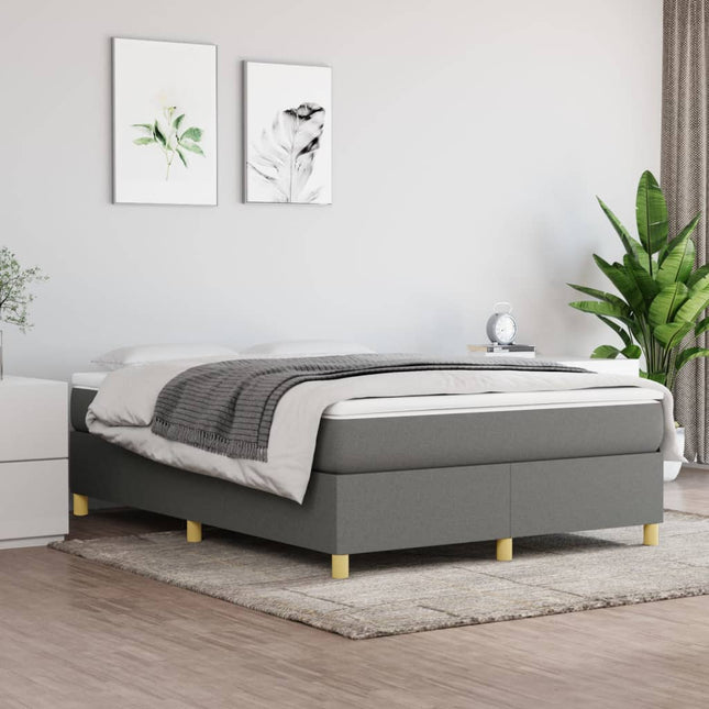 Boxspring met matras stof donkergrijs 140x190 cm 140 x 190 cm 35 cm