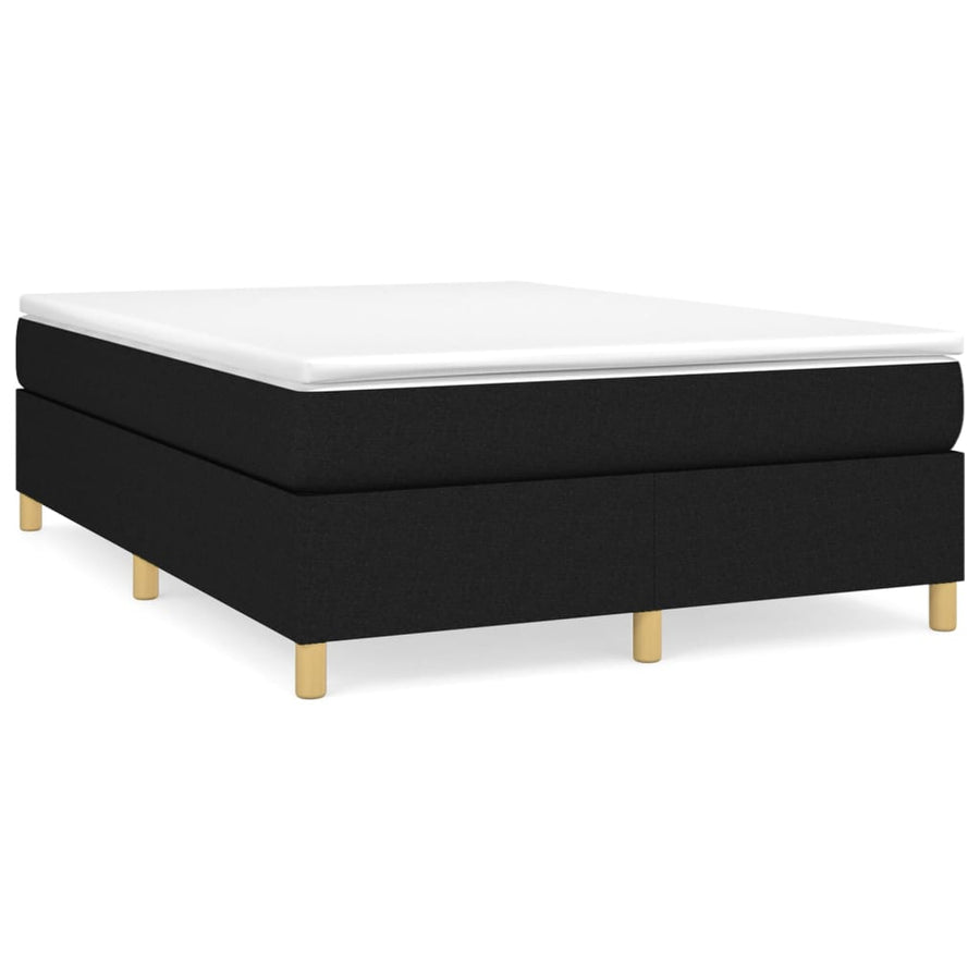 Boxspring met matras stof zwart 140x190 cm 140 x 190 cm 35 cm