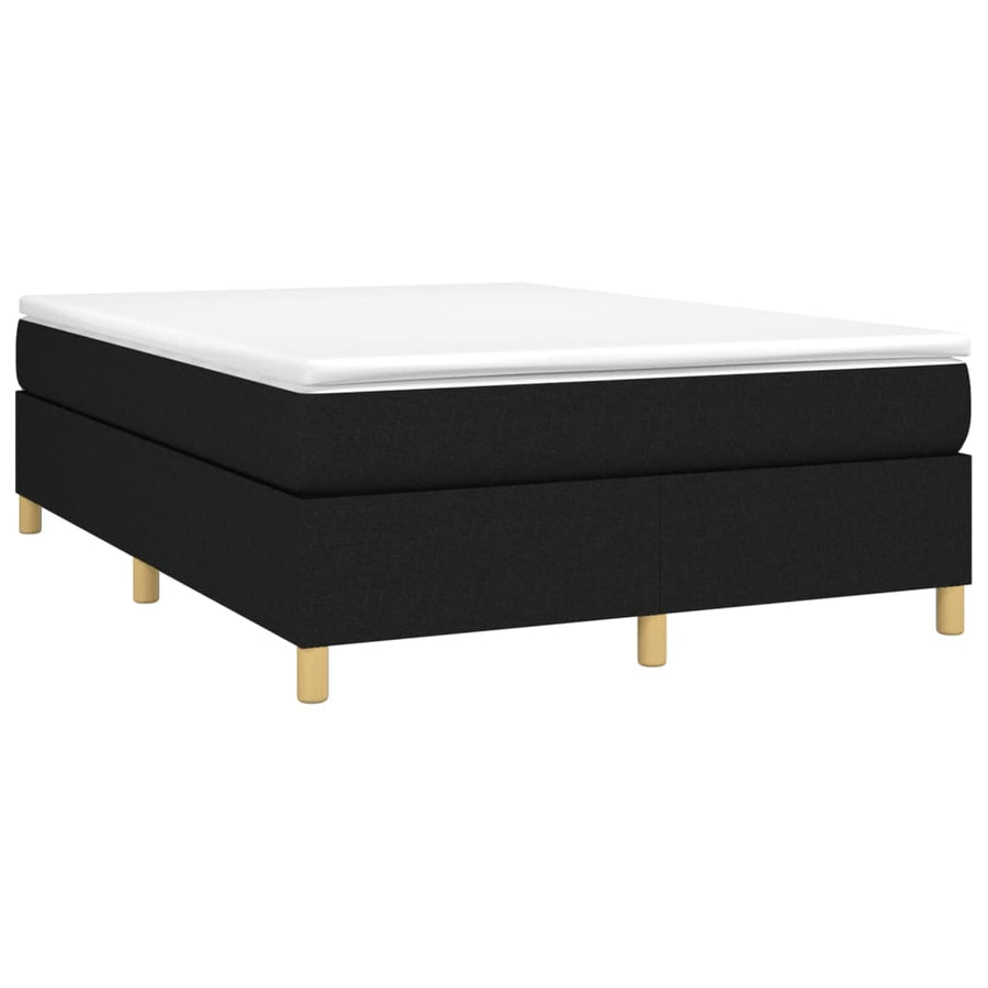 Boxspring met matras stof zwart 140x190 cm 140 x 190 cm 35 cm