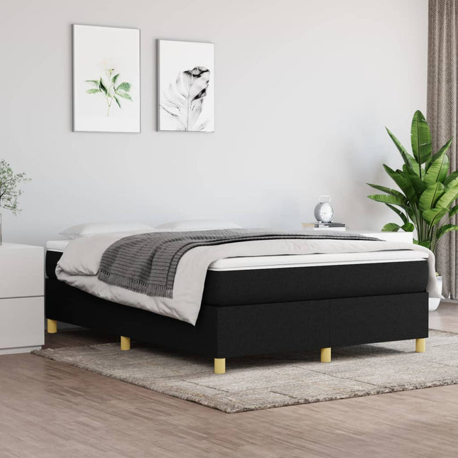 Boxspring met matras stof zwart 140x190 cm 140 x 190 cm 35 cm