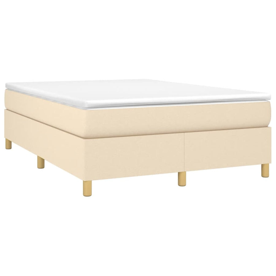 Boxspring met matras stof crèmekleurig 140x190 cm