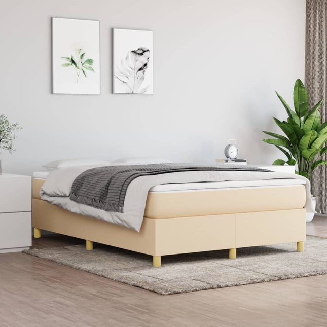 Boxspring met matras stof crèmekleurig 140x190 cm