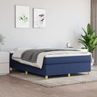 Boxspring met matras stof blauw 140x190 cm 140 x 190 cm 35 cm