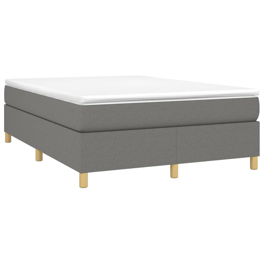 Boxspring met matras stof donkergrijs 140x200 cm 140 x 200 cm 35 cm