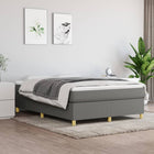 Boxspring met matras stof donkergrijs 140x200 cm 140 x 200 cm 35 cm