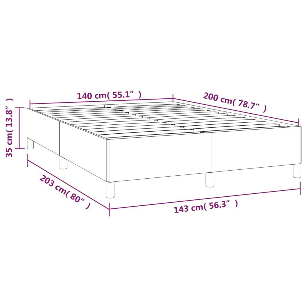 Boxspring met matras stof zwart 140x200 cm 140 x 200 cm 35 cm