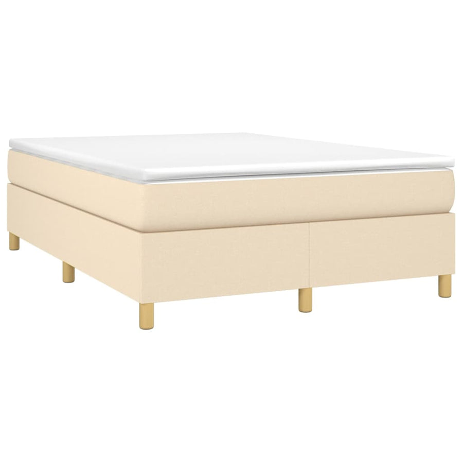 Boxspring met matras stof crèmekleurig 140x200 cm