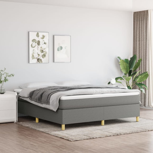 Boxspring met matras stof donkergrijs 160x200 cm 160 x 200 cm 35 cm