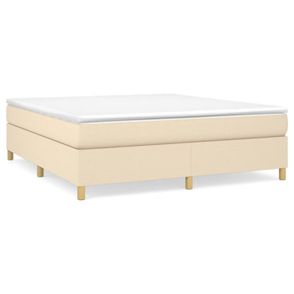 Boxspring met matras stof crèmekleurig 160x200 cm 160 x 200 cm 35 cm