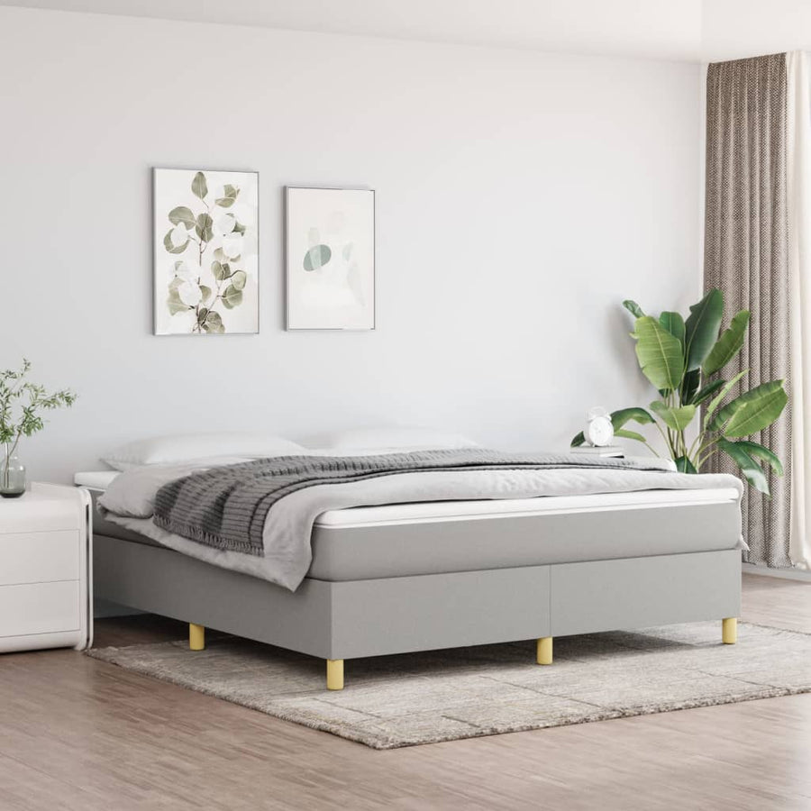 Boxspring met matras stof lichtgrijs 180x200 cm 180 x 200 cm 35 cm