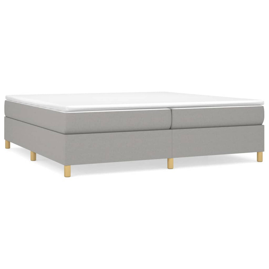 Boxspring met matras stof lichtgrijs 200x200 cm 200 x 200 cm 35 cm
