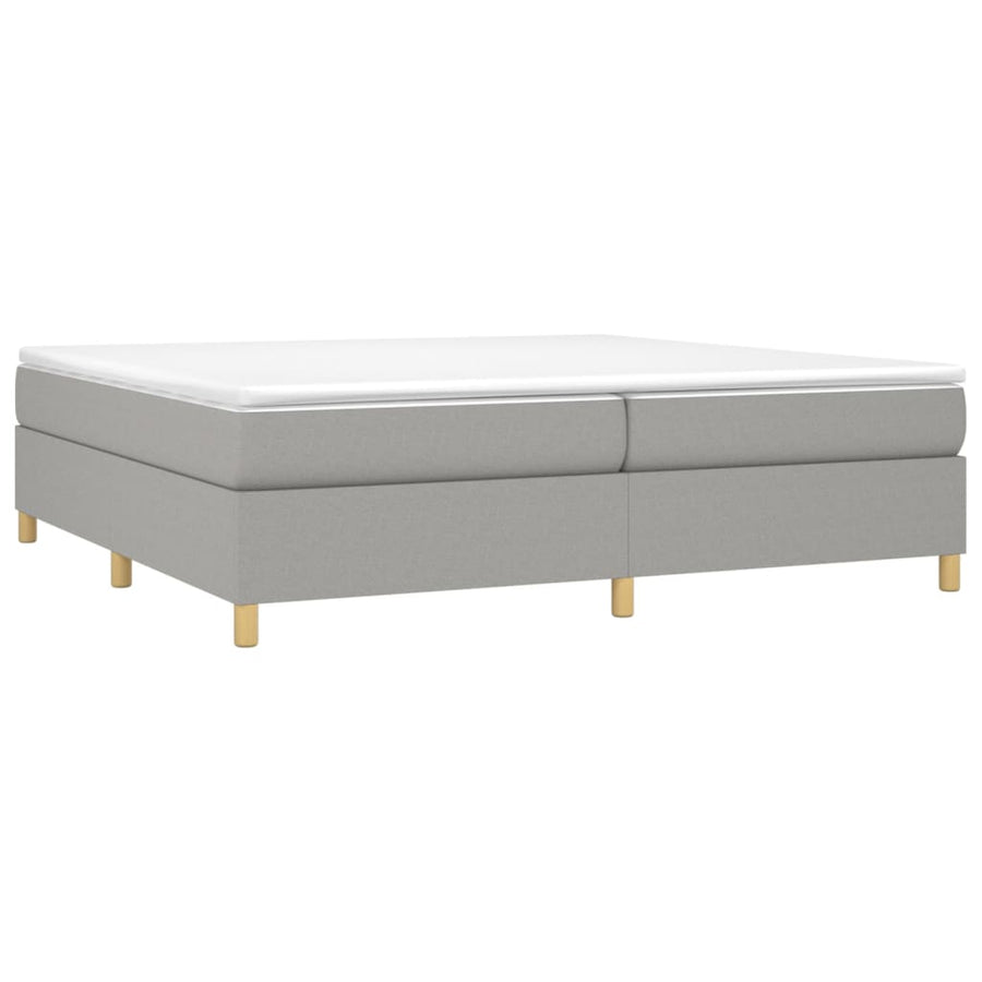 Boxspring met matras stof lichtgrijs 200x200 cm 200 x 200 cm 35 cm