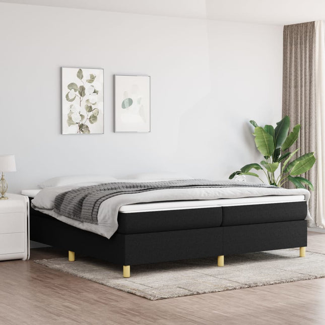 Boxspring met matras stof zwart 200x200 cm 200 x 200 cm 35 cm