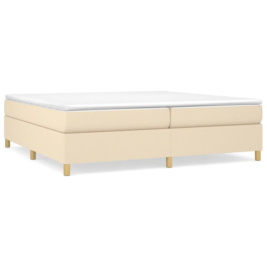 Boxspring met matras stof crèmekleurig 200x200 cm