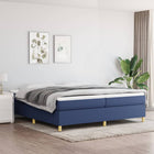 Boxspring met matras stof blauw 200x200 cm 200 x 200 cm 35 cm