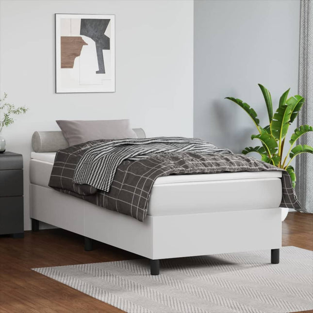 Boxspring met matras kunstleer wit 80x200 cm 80 x 200 cm 35 cm Wit