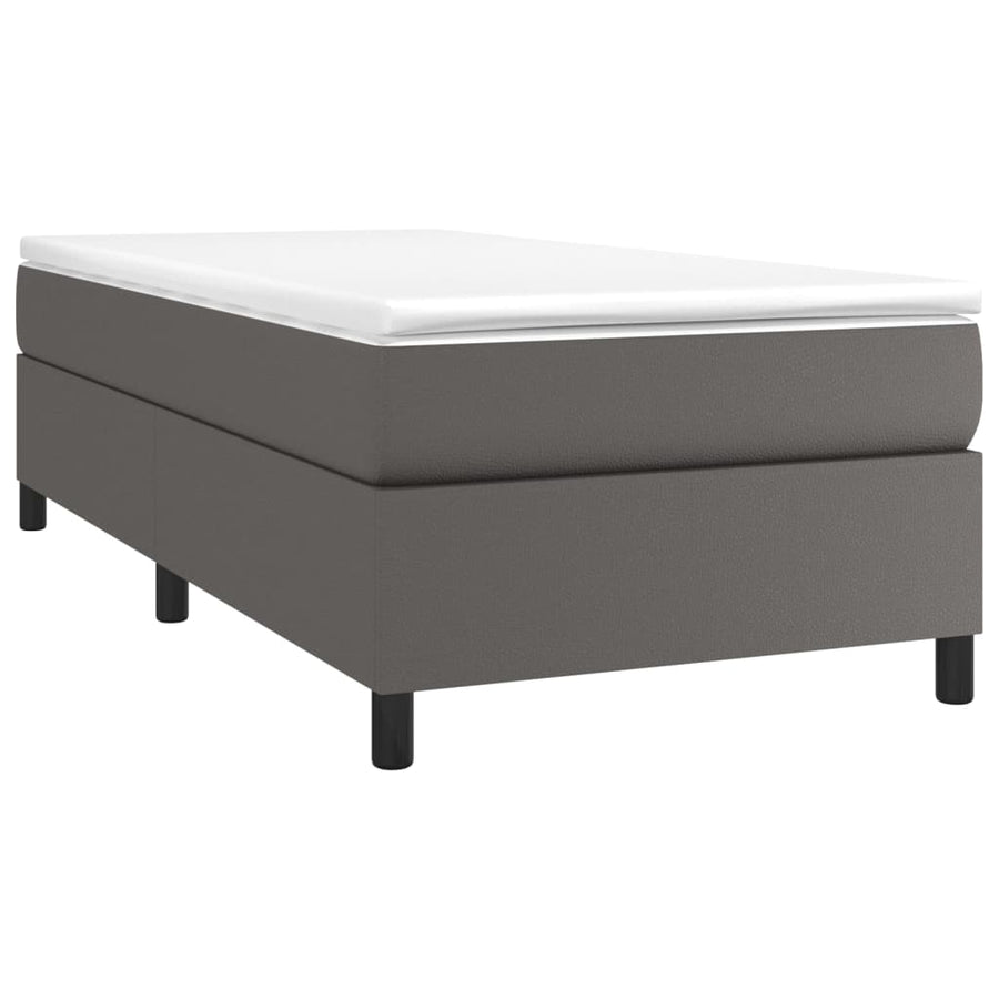 Boxspring met matras kunstleer grijs 80x200 cm 80 x 200 cm 35 cm Grijs
