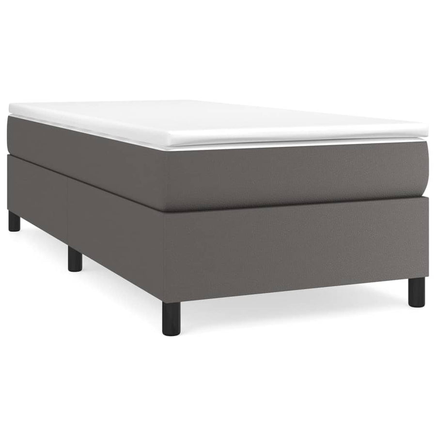 Boxspring met matras kunstleer grijs 90x200 cm 90 x 200 cm 35 cm Grijs