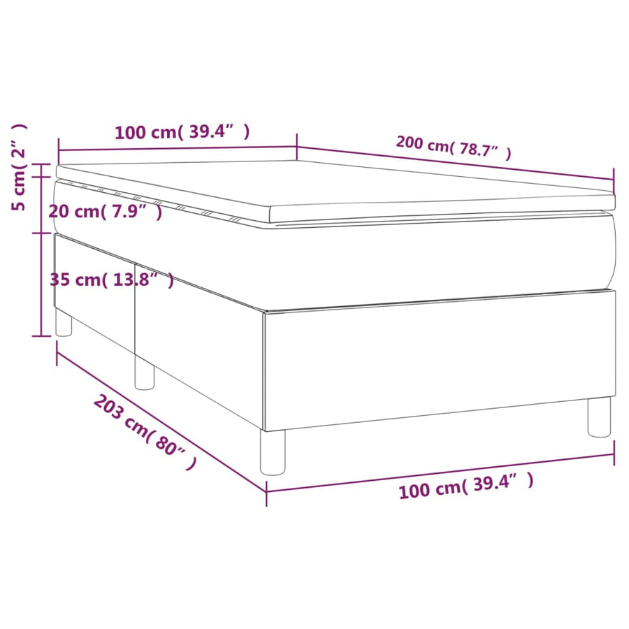 Boxspring met matras kunstleer zwart 100x200 cm 100 x 200 cm 35 cm Zwart