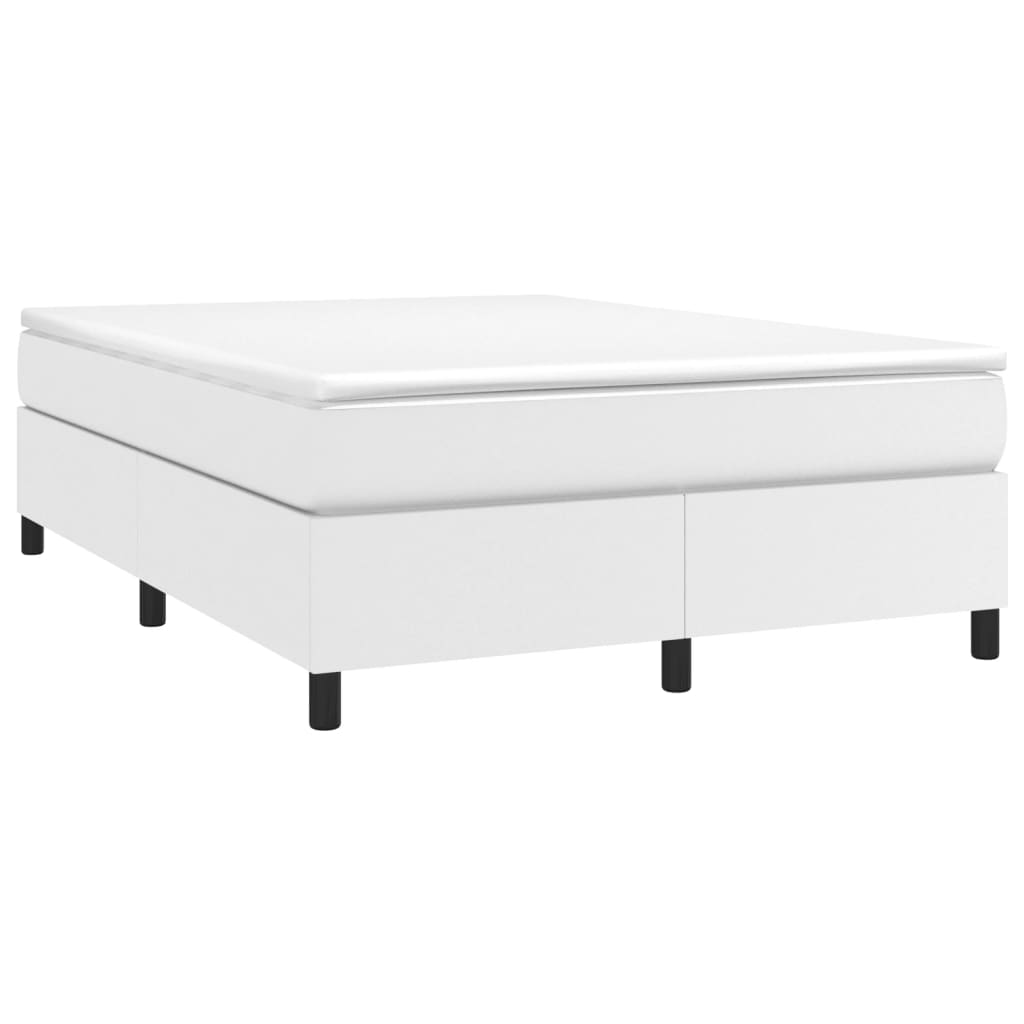 Boxspring met matras kunstleer wit 140x190 cm 140 x 190 cm 35 cm Wit