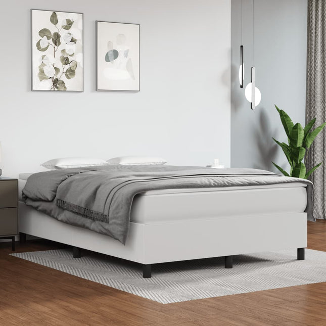 Boxspring met matras kunstleer wit 140x190 cm 140 x 190 cm 35 cm Wit