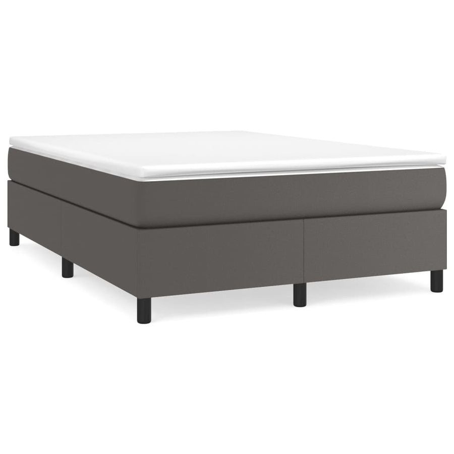 Boxspring met matras kunstleer grijs 140x190 cm 140 x 190 cm 35 cm Grijs