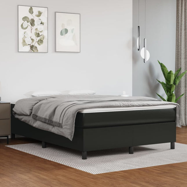 Boxspring met matras kunstleer zwart 140x200 cm 140 x 200 cm 35 cm Zwart