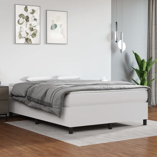 Boxspring met matras kunstleer wit 140x200 cm 140 x 200 cm 35 cm Wit