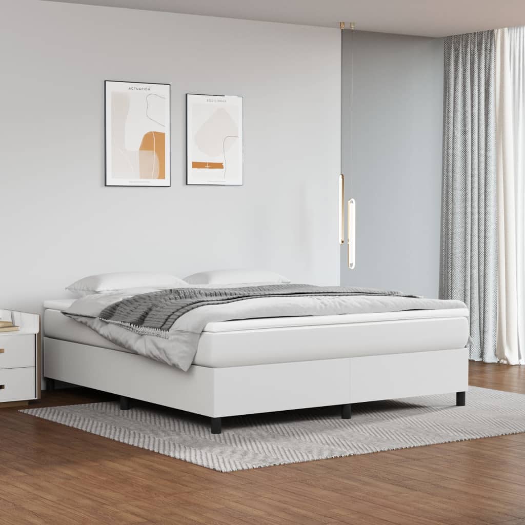 Boxspring met matras kunstleer wit 160x200 cm 160 x 200 cm 35 cm Wit