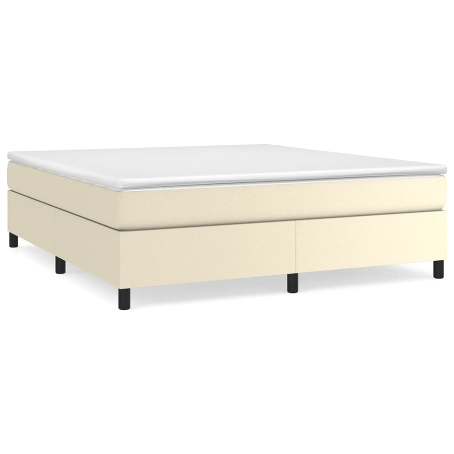 Boxspring met matras kunstleer crèmekleurig 160x200 cm