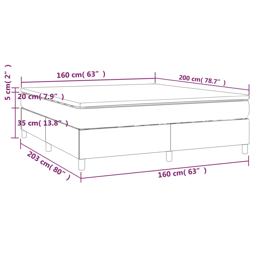 Boxspring met matras kunstleer crèmekleurig 160x200 cm