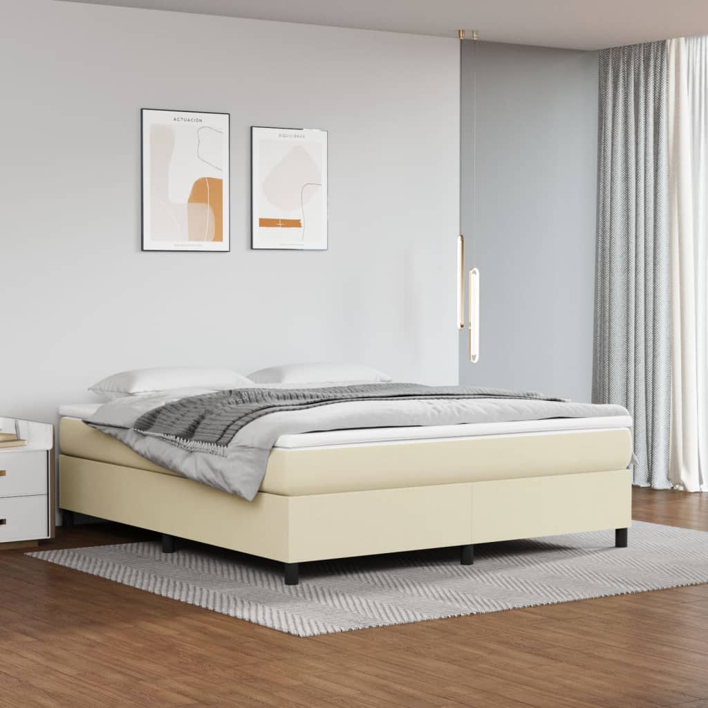 Boxspring met matras kunstleer crèmekleurig 160x200 cm