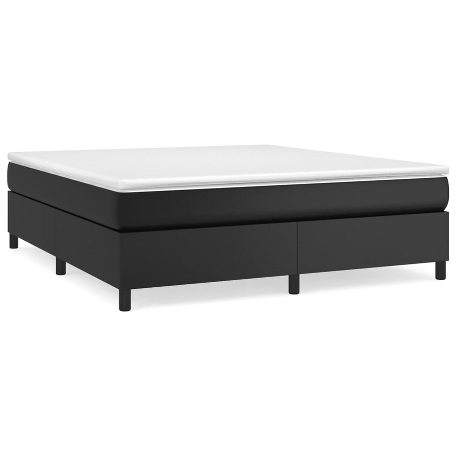Boxspring met matras kunstleer zwart 180x200 cm 180 x 200 cm 35 cm Zwart
