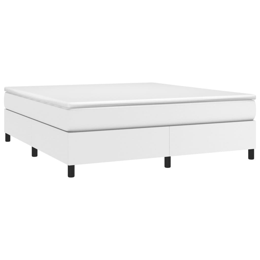 Boxspring met matras kunstleer wit 180x200 cm 180 x 200 cm 35 cm Wit