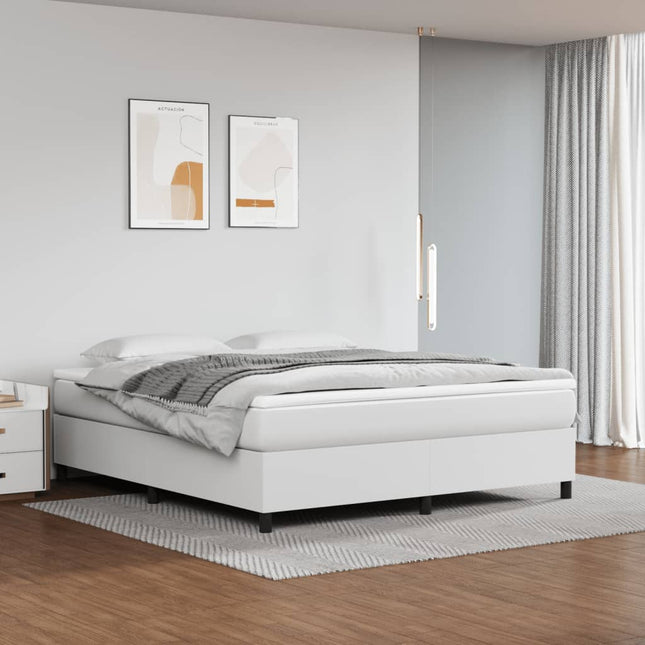 Boxspring met matras kunstleer wit 180x200 cm 180 x 200 cm 35 cm Wit