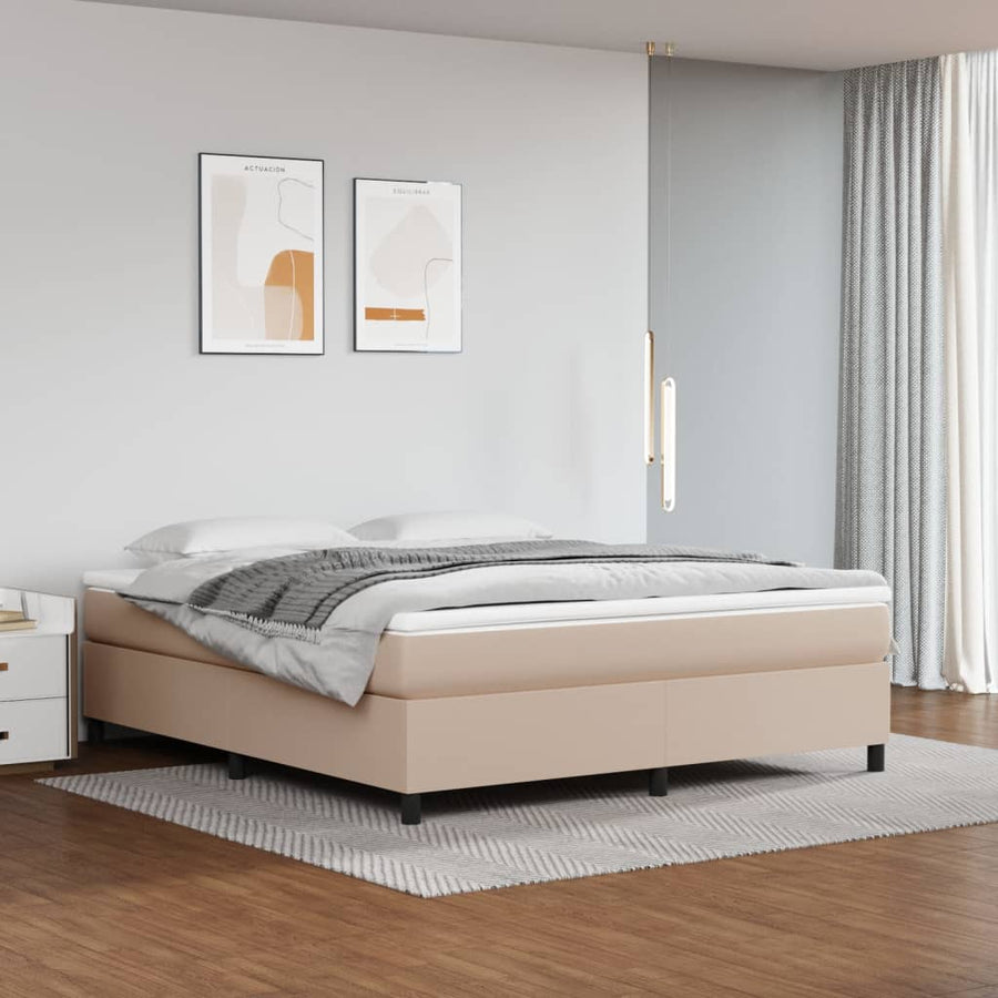 Boxspring met matras kunstleer cappuccinokleurig 180x200 cm