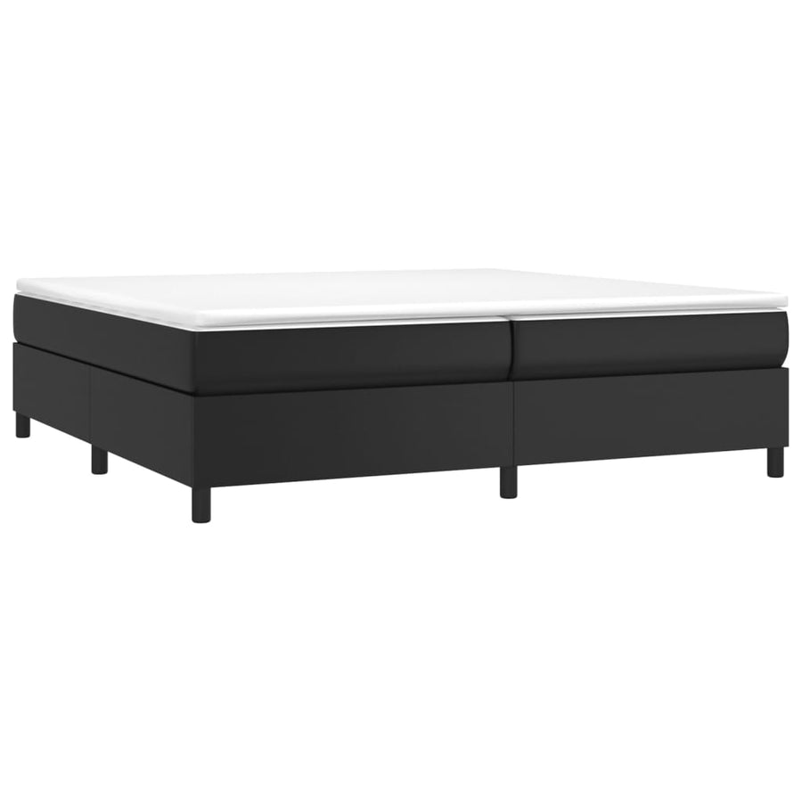Boxspring met matras kunstleer zwart 200x200 cm 200 x 200 cm 35 cm Zwart
