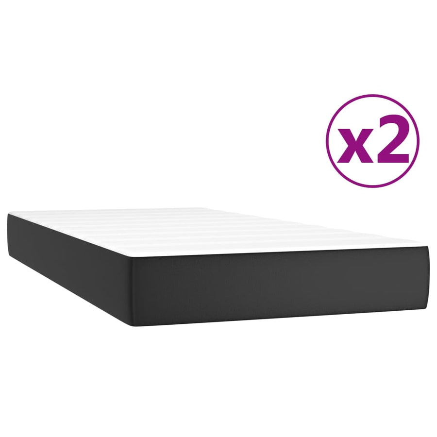 Boxspring met matras kunstleer zwart 200x200 cm 200 x 200 cm 35 cm Zwart
