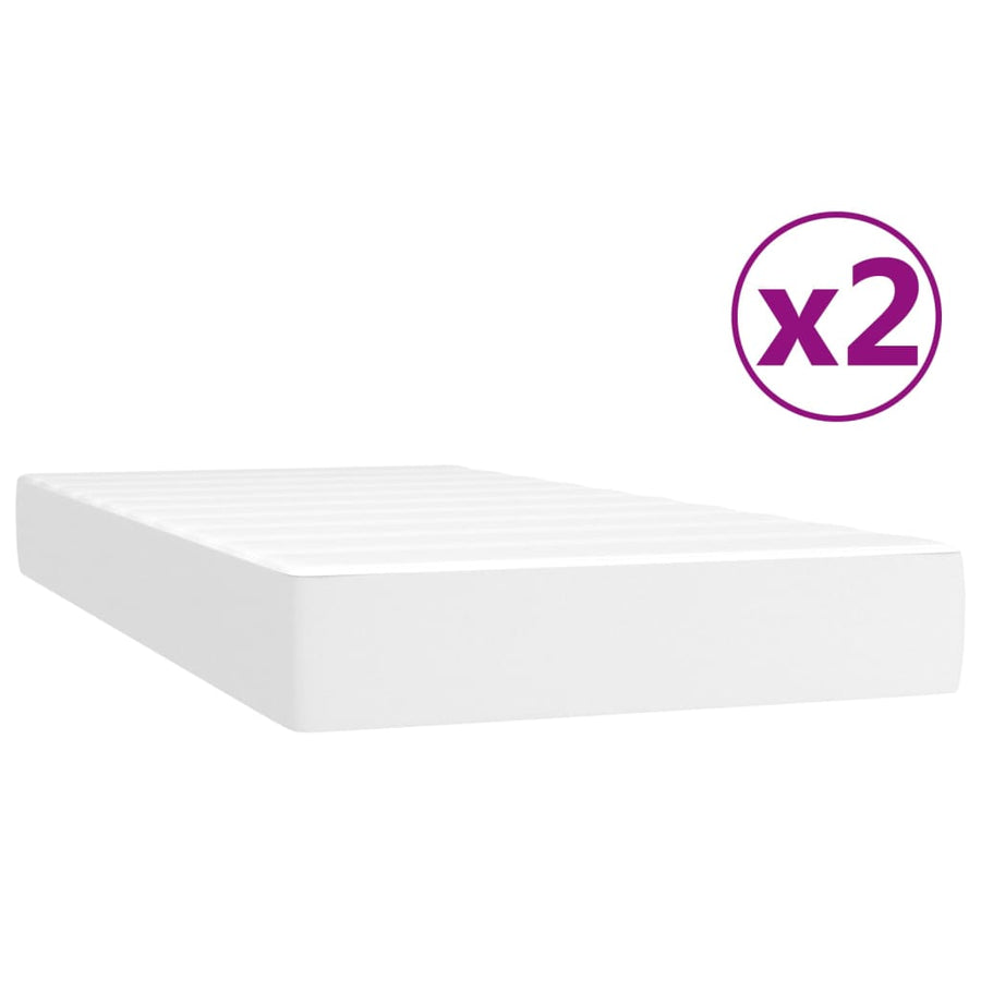 Boxspring met matras kunstleer wit 200x200 cm 200 x 200 cm 35 cm Wit