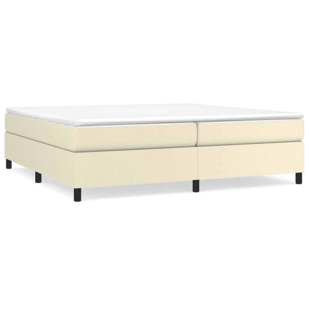 Boxspring met matras kunstleer crèmekleurig 200x200 cm 200 x 200 cm 35 cm Crème