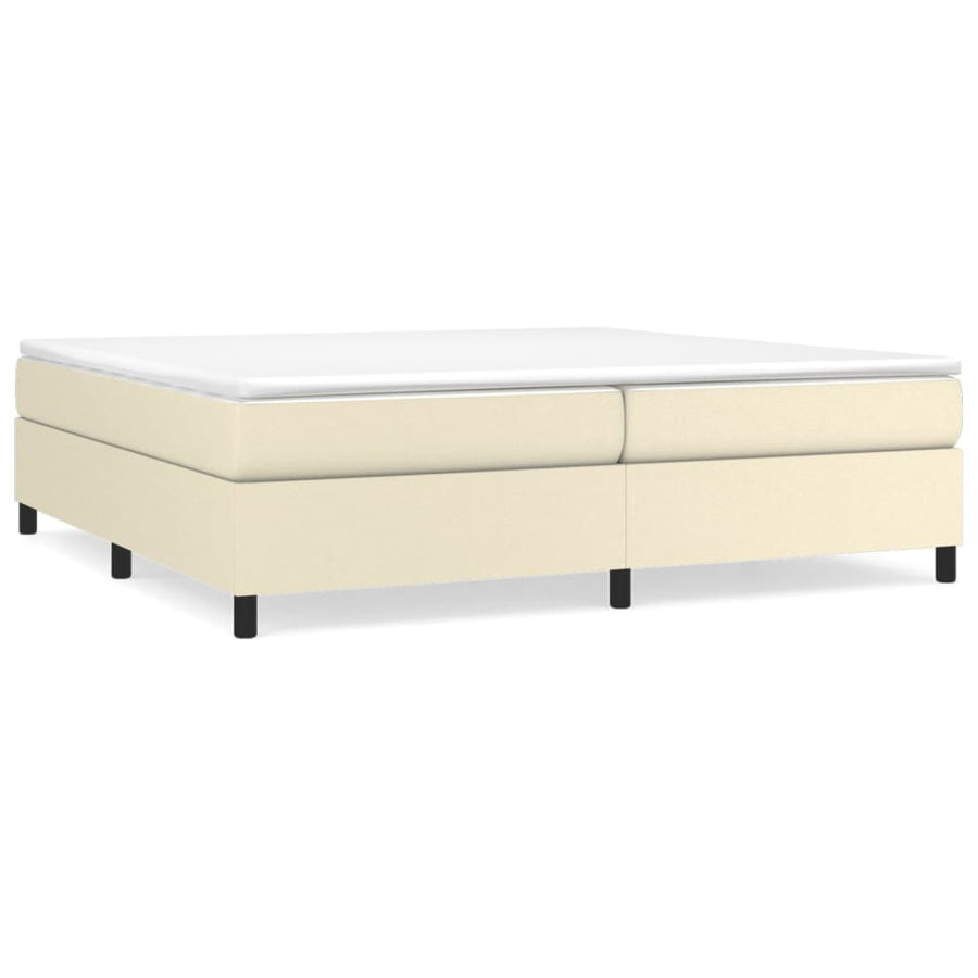 Boxspring met matras kunstleer crèmekleurig 200x200 cm 200 x 200 cm 35 cm Crème