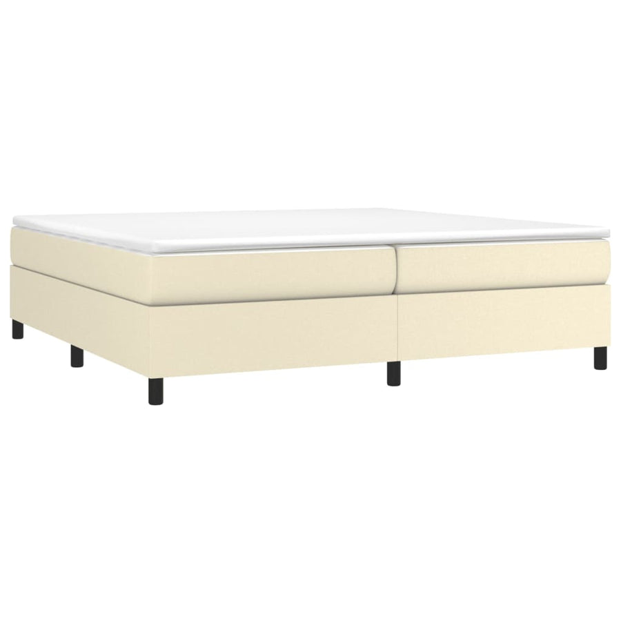 Boxspring met matras kunstleer crèmekleurig 200x200 cm 200 x 200 cm 35 cm Crème