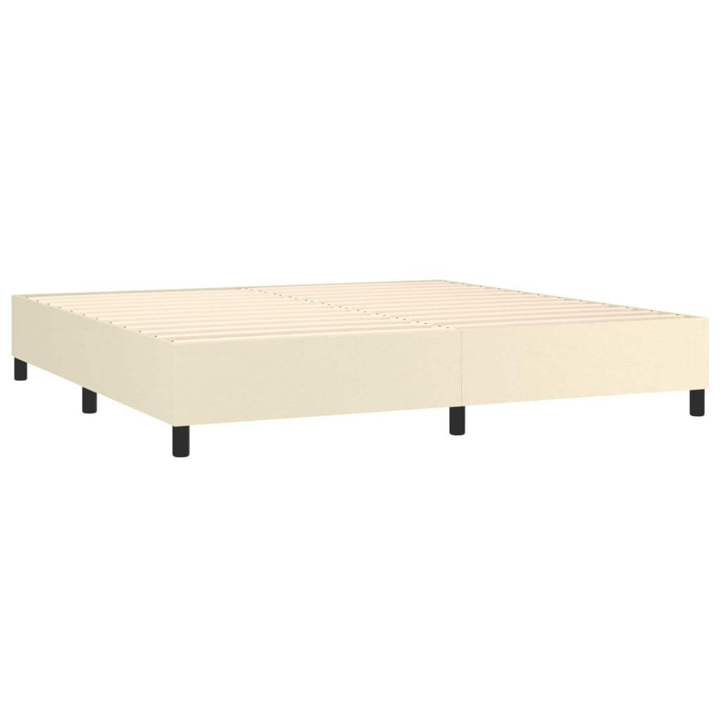 Boxspring met matras kunstleer crèmekleurig 200x200 cm 200 x 200 cm 35 cm Crème