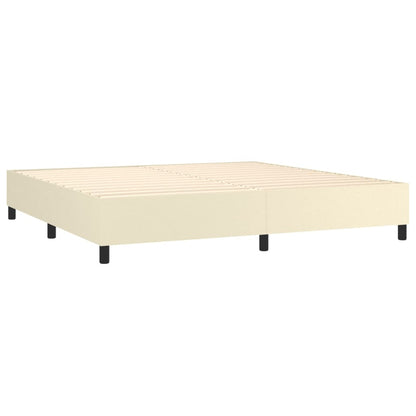 Boxspring met matras kunstleer crèmekleurig 200x200 cm 200 x 200 cm 35 cm Crème