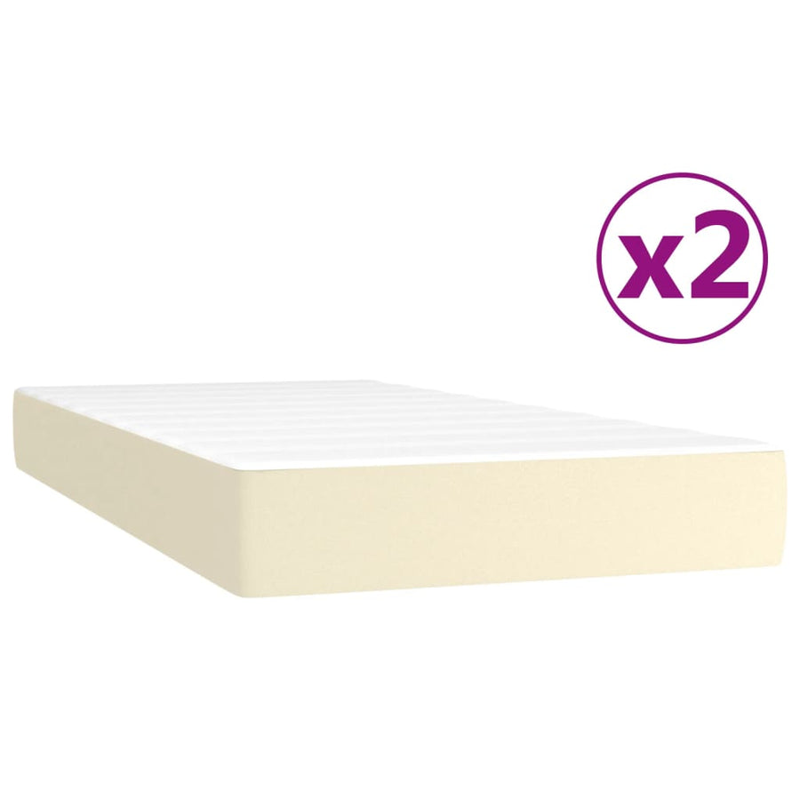 Boxspring met matras kunstleer crèmekleurig 200x200 cm 200 x 200 cm 35 cm Crème