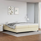 Boxspring met matras kunstleer crèmekleurig 200x200 cm 200 x 200 cm 35 cm Crème