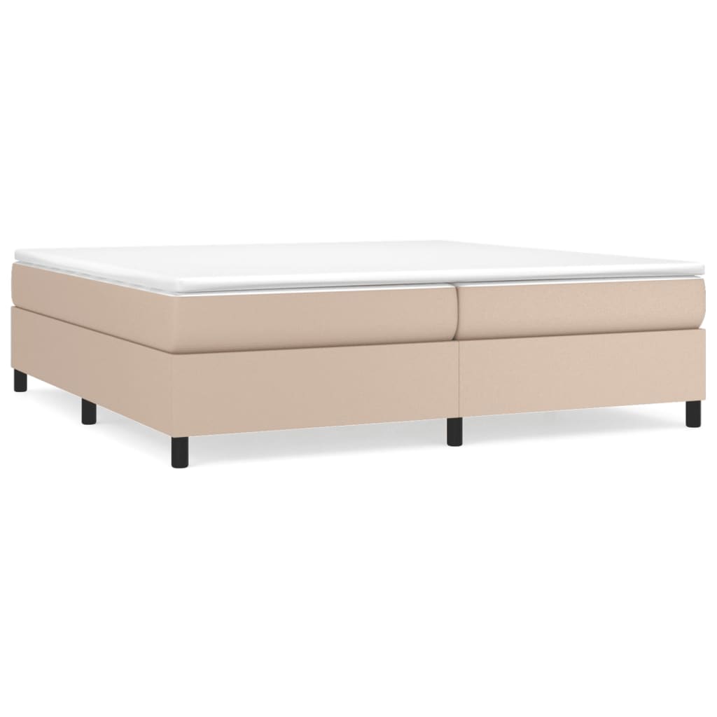 Boxspring met matras kunstleer cappuccinokleurig 200x200 cm 200 x 200 cm 35 cm Cappuccino
