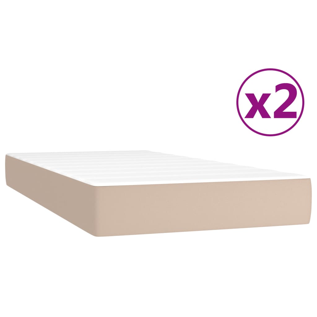 Boxspring met matras kunstleer cappuccinokleurig 200x200 cm 200 x 200 cm 35 cm Cappuccino
